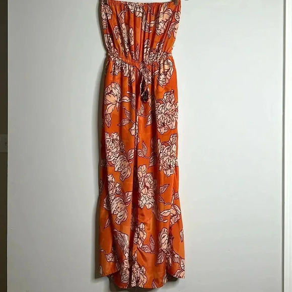 True Destination Orange Floral Jumpsuit - Picture 1 of 12